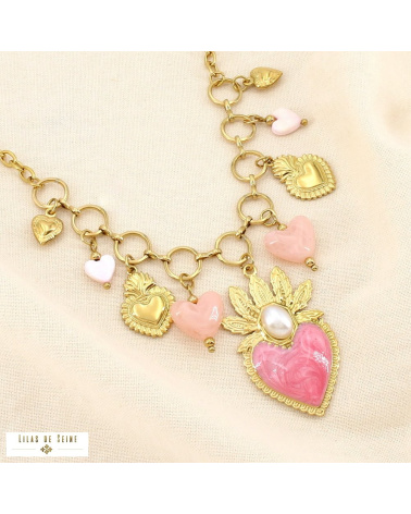 Collier CELINA acier inoxydable doré – Esprit bohème sacré & charme méditerranéen ✨ rose