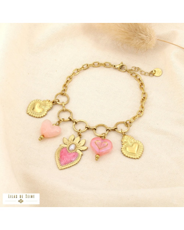 Bracelet CELINA acier inoxydable doré – Esprit bohème sacré & charme méditerranéen ✨ rose
