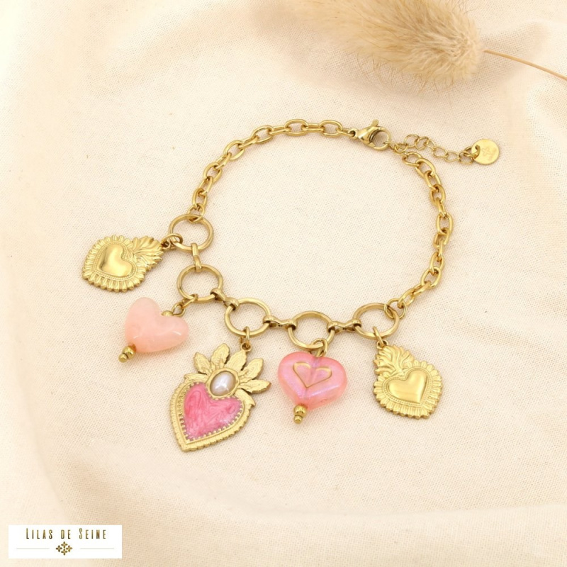 Bracelet CELINA acier inoxydable doré – Esprit bohème sacré & charme méditerranéen ✨ rose