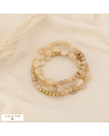 Bracelets résine marbrée acier inoxydable MONA taupe