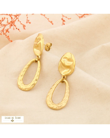 Boucles d'oreille pendantes acier inoxydable doré ENORA bronze