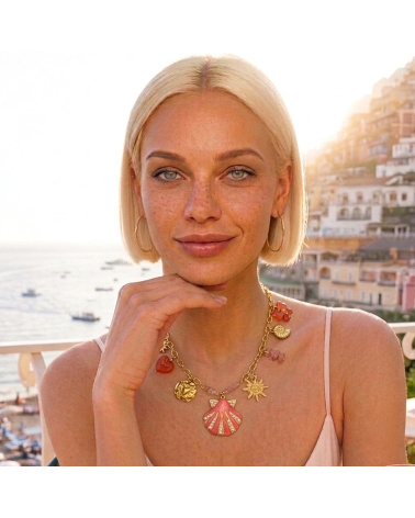 Collier Acier Inoxydable Breloques Coquillage Soleil Cœur Papillon CASSANDRE